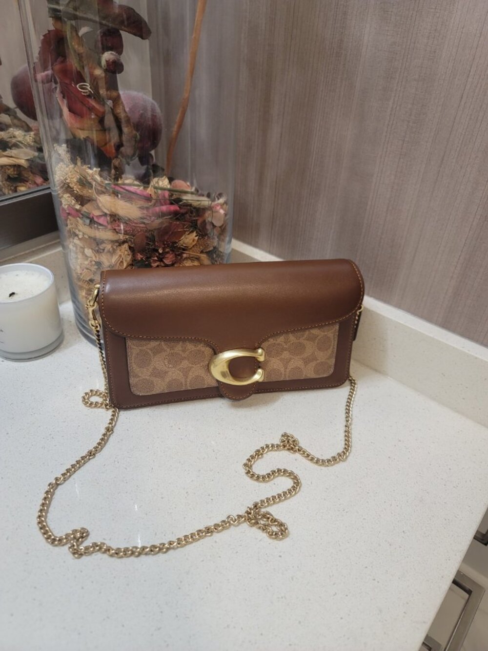 Coach Women's Brown Tabby Signature Chain-Linked Crossbody Bag NWT - Picture 2 of 10